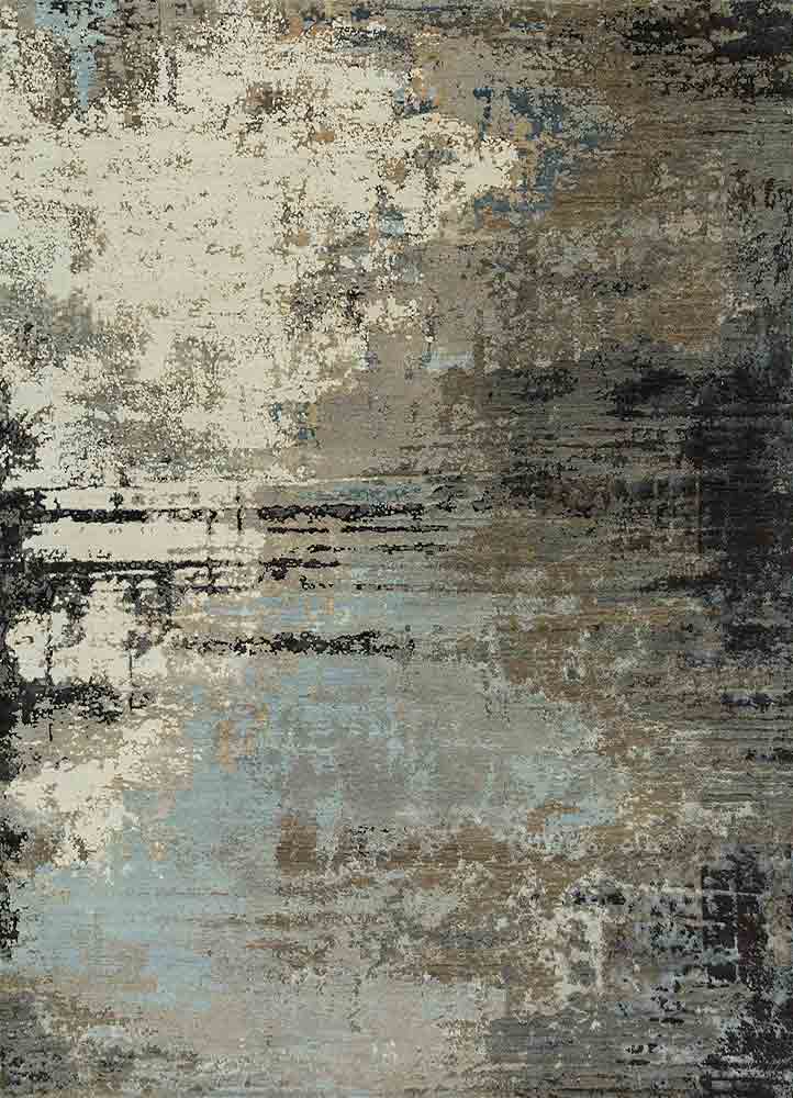  grey and black wool and bamboo silk Hand Knotted Rug